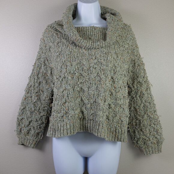 Moon & Madison Green Chenille Knit Cowl Neck Sweater Size Medium - Picture 1 of 7